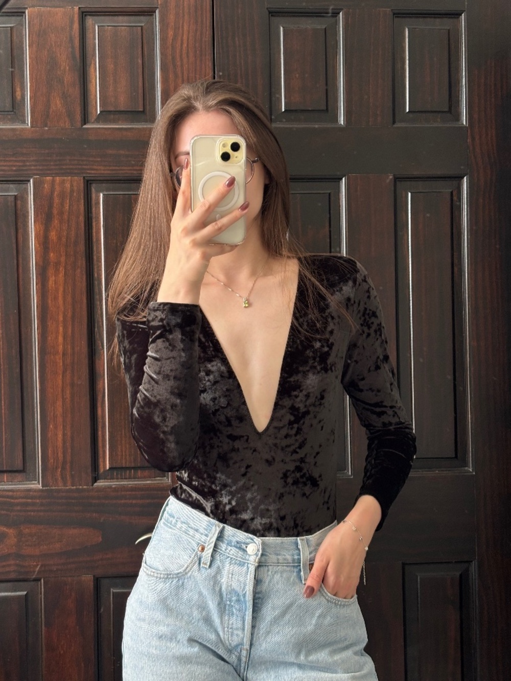 Victoria's Secret Crushed Velvet Open Back Plunge Bodysuit Size XS/S